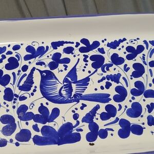 Blue and White Bird Art Tray
